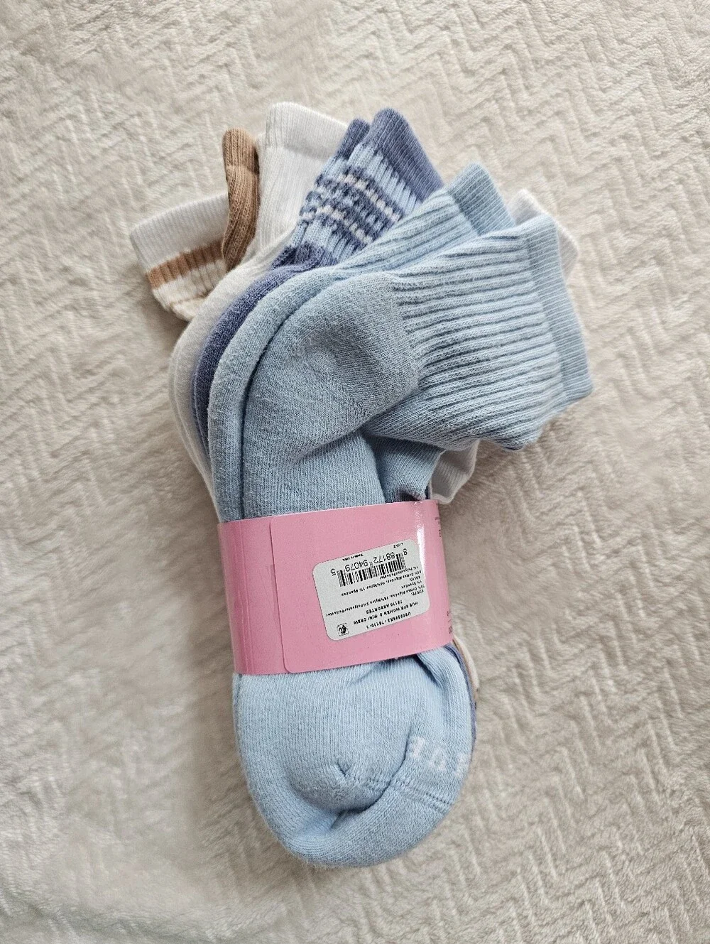 Bundle of 10 Pairs HUE Women's Mini Crew Socks-2 Pks of 5 Pairs Black,Blue,Tan